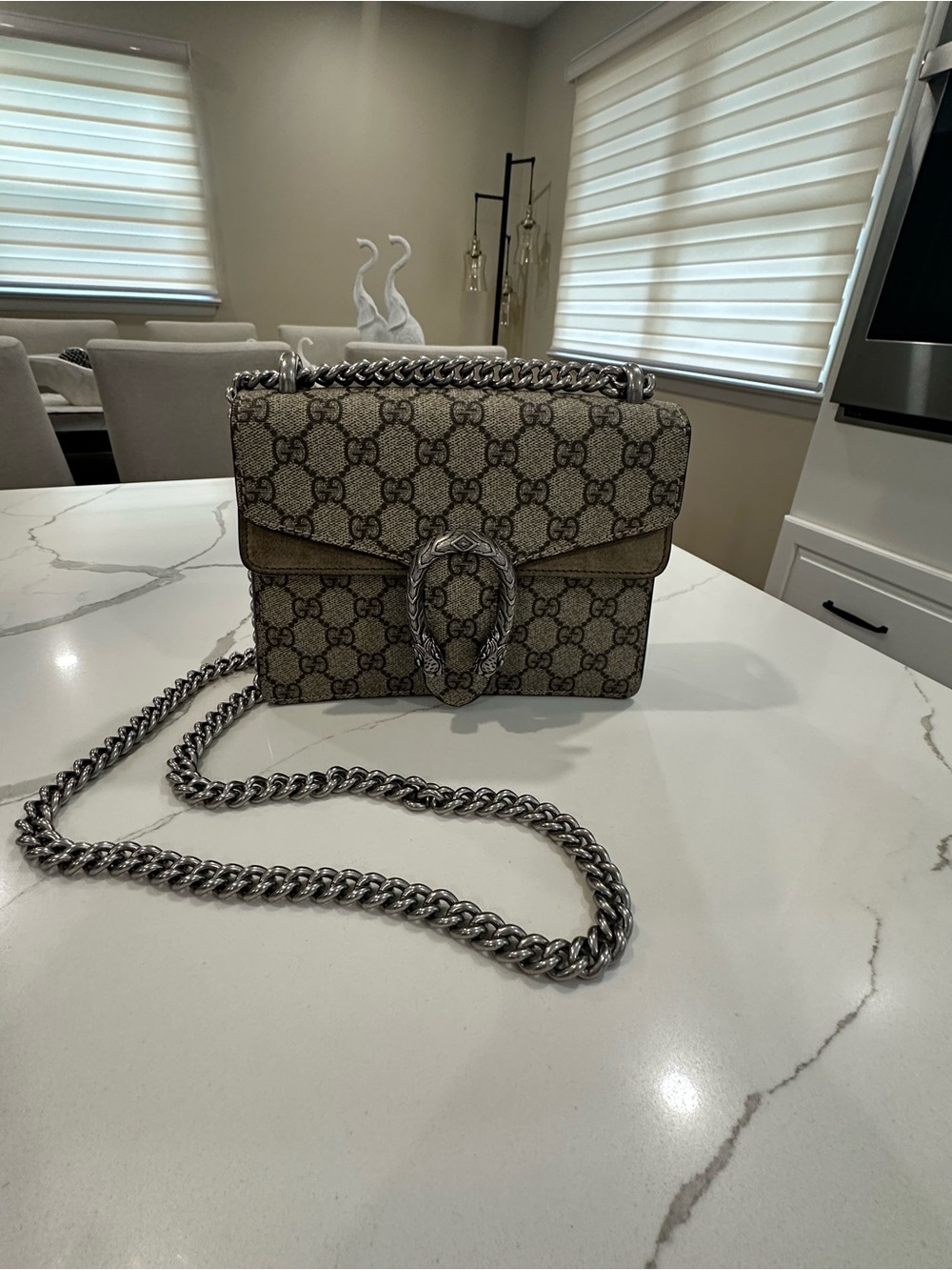 Gucci Beige/Ebony GG Supreme Dionysus Chain Crossbody Bag Style #421970KHNRN